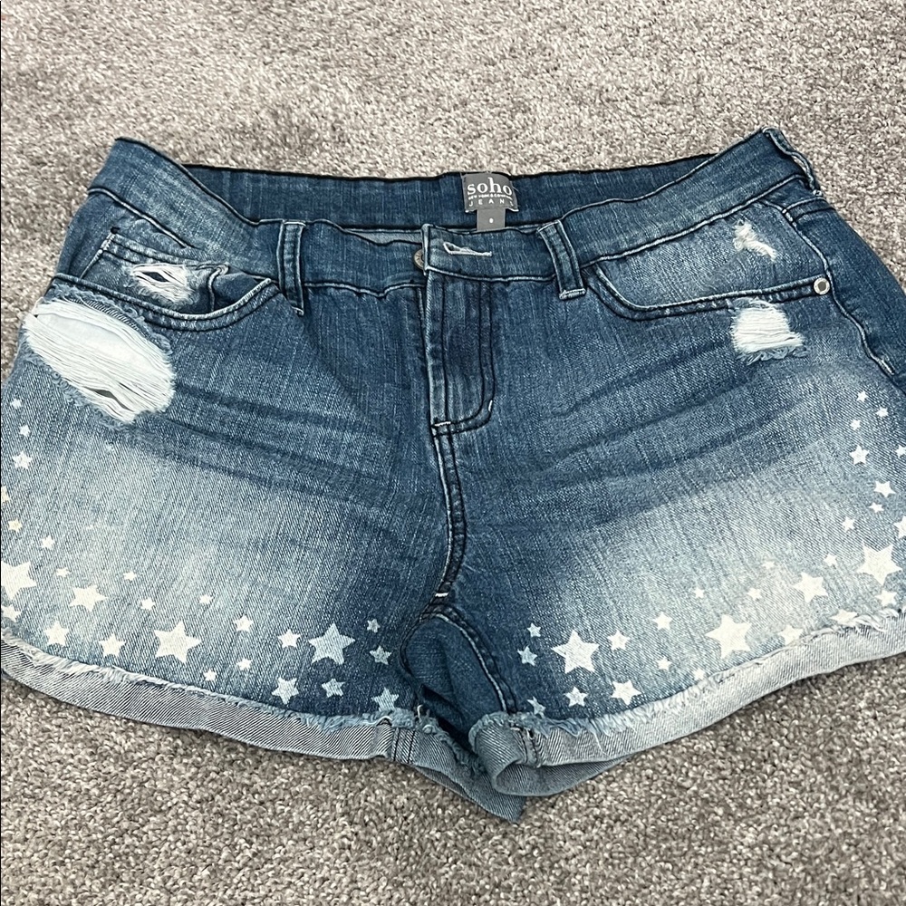 New York & Company Distressed Star Denim Shorts
